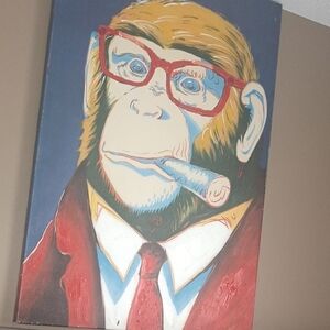 Stylish Monkey Art Print with Red Accents